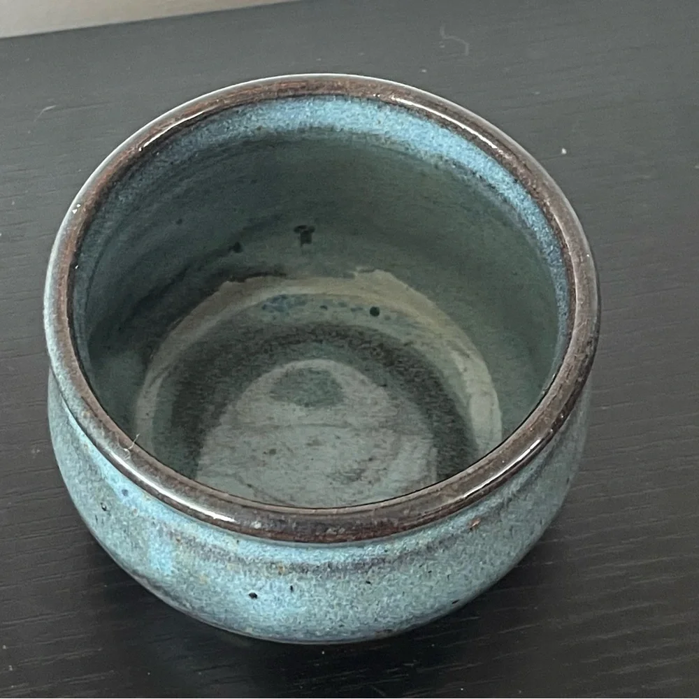 $10 SALE Handcrafted Blue Ceramic Candy Dish Trinket Holder Jewelry Speckle